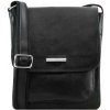 Crossbody kožená taška s poklopom JIMMY TL141407 čierna | TUSCANY LEATHER