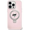 Karl Lagerfeld iPhone 15 Pro Ring Stand Choupette Head MagSafe ružové