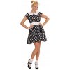 ŠATY V ŠTÝLE 50. ROKOV ČIERNE S BIELYMI BODKAMI VEĽKOSŤ L