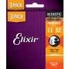 Elixir Nanoweb Phosphor Bronze Custom Light 3-Pack