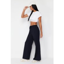 Trendyol wide leg thin knitted sports sweatpants dark navy blue