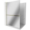 Mexen Kioto+ L, sprchová zástena Walk-In s poličkou a vešiakom 80 x 200 cm, 8mm sklo vzor zrkadlo, zlatý lesklý profil,800-080-123-50-50