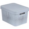 CURVER Ažúrový plastový kôš s vekom INFINITY 36x27x22 cm sivý