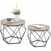 Okrúhly konferenčný stolík s oceľovým rámom, sada 2 ks, greige sivá a čierna farba