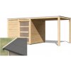 drevený domček KARIBU QUBIC 1 + prístavok 226 cm (79847) natur LG2479