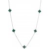 Evolution Group Krásny strieborný náhrdelník štvorlístky s malachitom 12150.3