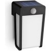 Philips 8720169265486 SHROUD solárne nástenné svietidlo so senzorom LED, 2,3W,2700K,250/25lm, IP44 čierna/biela