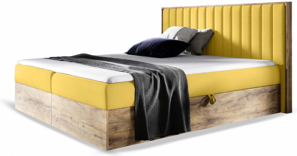 Wilsondo boxspring Wood 4 s úložným priestorom žltá Kronos