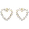 Troli Nežné pozlátené srdiečkové náušnice s perličkami VBE005 G