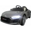 R-Sport Elektrické autíčko Audi R8 Spyder Červená EVA kolesá 12V 2,4 GHz MP3 /SD / USB vstup kožené sedlo odpružené licencia šedé