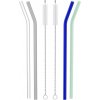 Siguro Sada sklenených slamiek Crystal Sip Farebné 4 ks 2 kefky