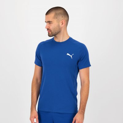 PUMA Bavlnené pánske tričko na fitnes s krátkym rukávom modré S