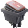 Vypínač kolískový KCD2-2-201NW, OFF-ON 250V/16A červený vodotesný