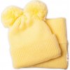 Baby Nellys Zimná pletená čiapka + nákrčník žltá s brmbolcami