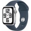 Apple Watch SE 40mm Stříbrný hliník s bouřkově modrým sportovním řemínkem - S/M