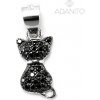 ADANITO EFP0001164 - Strieborný prívesok mačka s čiernymi zirkónmi