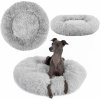 PuppyJoy Okrúhly pelech pre psov a mačky Plyšový veľ. M 80 cm svetlosivý