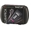 CURAPROX Travel set Black Is White zubná kefka, 2x medzizubná kefka stromčeková, zubná pasta 10 ml,