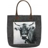 Mars & More Čierna bavlnená kabelka švajčiarska krava - 49 * 42 * 10cm - Mars & More