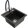 Mexen Vito, 1-komorový granitový drez 520x490x210 mm, drezová batéria Duo, čierna-zlatá metalíza, 6503-75-671701-07