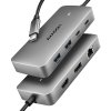 AXAGON HMC-CUB83X2, USB 10Gbps hub, 2x USB-A, USB-C, HDMI & DP 4k/ 144Hz, RJ-45, PD 100W, kábel 15cm HMC-CUB83X2