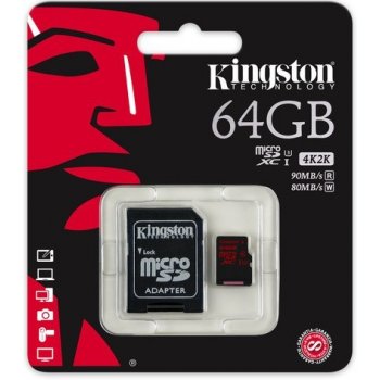 Kingston microSDXC 64GB UHS-I U3 + adapter SDCA3/64GB