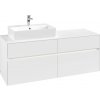 VILLEROY & BOCH Collaro závesná skrinka pod umývadlo na dosku (umývadlo vľavo), 4 zásuvky, s LED osvetlením, 1400 x 500 x 548 mm, White Matt, C132B0MS