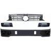 KITT Front Bumper Add-on Spoiler with LED DRL suitable for VW Transporter Multivan Caravelle T5 T5.1 Facelift (2010-2015) and Badgeless Front Debadged Grille Sportline Design