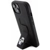 Karl Lagerfeld Saffiano Grip Stand Kovové logo iPhone 15 čierne
