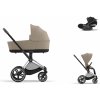 Cybex Platinum CYBEX Priam Travel Set + Cloud T i-Size cozy beige 2024 chrome with brown details