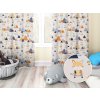 Biante Detský bavlnený záves Sandra SA-613 Modro-oranžové lesné zvieratká na bledo sivom 150x140 cm