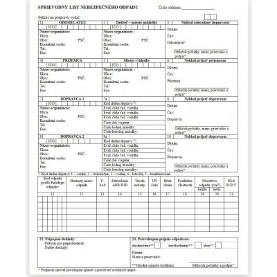 Igaz 136 Sprievodný list nebezpečných odpadov