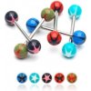 Šperky eshop - Piercing do jazyka UV gulička s hviezdou W40.15 - Farba piercing: Červená