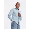 Ombre Men's long sleeve knitted SLIM FIT shirt - blue šedá XL Ombre 5902228975144