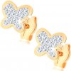 Šperky eshop - Zlaté náušnice 9K motýľ s čírymi krištáľmi Swarovski S1GG77.09
