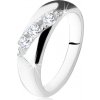 Šperky eshop - Zásnubný prsteň, diagonálna línia okrúhlych čírych zirkónov, striebro 925 S72.15 - Veľkosť: 50 mm