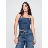 Džínsový crop top Gap × Cult Gaia Tmavomodrá 8 Tmavomodrá Tmavomodrá