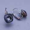 Náušnice Swarovski kocky Crystal 10mm výber farieb Silver Night ( šedočierna )