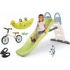 Set šmykľavka s dvojitou vlnou a balančné odrážadlo Toboggan Life Smoby dĺžka šmyku 200 cm s vodotryskom a obojstranná hojdačka s návlekmi na topánky