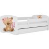 Kocot kids Detská posteľ Babydreams medveď s kvetmi biela, variant 80x180, bez šuplíků, s matrací