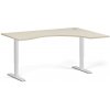 Ergonomický výškovo nastaviteľný stôl, 160x120 cm, 1 motor, L/P, biela podnož, breza