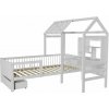 Biela detská posteľ domček s úložným priestorom a stolom