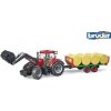 Bruder Traktor Case IH Optum 300 CVX s čelným nakladačom a prepravníkom na balíky