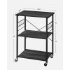 Majster Regál Servírovací vozík, 3 police, čierna farba, vzhľad dreva, 89x60x40cm, Čierna
