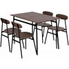 ModernHome Oslo jedálenský set, stôl + 4 stoličky, MDF + oceľ, tmavé drevo