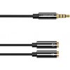 Adaptér UGREEN 3,5 mm M, 2 x 3,5 mm F, 0,2 m, černý
