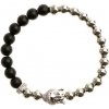 Glosery náramok Zirkónový buddha a stoper, matný čierny achát 8mm Obvod zápästia: L 18 cm