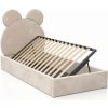 Čalúnená detská posteľ s úložným priestorom 90x200 s roštom, Béžovy Velvet Kids Line 1 Medvedík