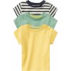 lupilu® Detské bavlnené tričko pre bábätká Bio, 3 kusy 74/80, pruhy/zelená/žltá (100359146)