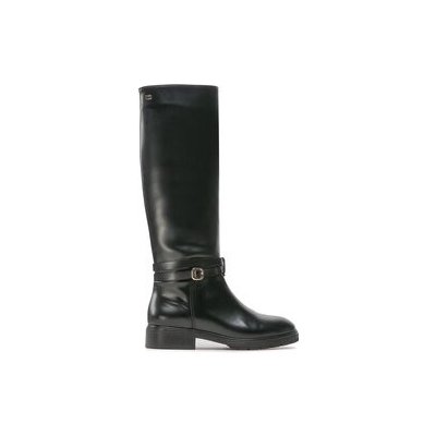 Tommy Hilfiger čižmy vo vojenskom štýle Leather Belt Longboot FW0FW06758 čierna